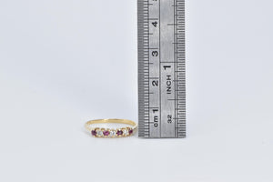 14K Natural Ruby Diamond Stacking Wedding Band Ring Yellow Gold