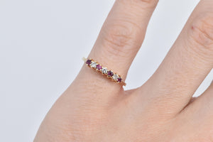 14K Natural Ruby Diamond Stacking Wedding Band Ring Yellow Gold