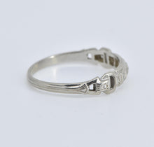 Load image into Gallery viewer, 18K Art Deco Ornate Diamond Wedding Band Ring White Gold