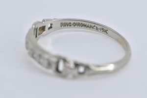 18K Art Deco Ornate Diamond Wedding Band Ring White Gold