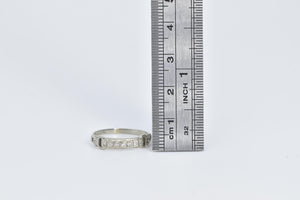 18K Art Deco Ornate Diamond Wedding Band Ring White Gold
