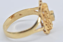 Load image into Gallery viewer, 18K Natural Emerald Ornate Etruscan Revival Ring Yellow Gold