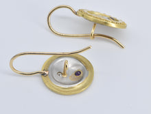 Load image into Gallery viewer, 18K Platinum Diamond Amethyst Yin Yang Dangle Earrings Yellow Gold