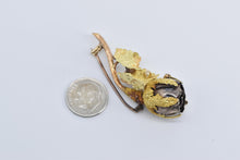 Load image into Gallery viewer, 14K 3D Sterling Silver Two Tone Rose Diamond Flower Pin/Brooch Yellow Gold