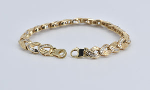 14K 2.80 Ctw Natural Diamond Chevron Link Tennis Bracelet 8.5" Yellow Gold