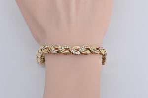 14K 2.80 Ctw Natural Diamond Chevron Link Tennis Bracelet 8.5" Yellow Gold