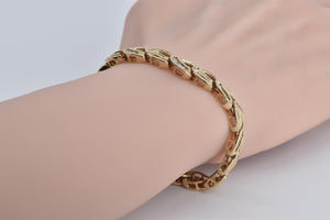 14K 2.80 Ctw Natural Diamond Chevron Link Tennis Bracelet 8.5" Yellow Gold