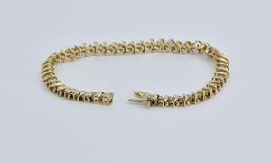 14K 2.00 Ctw Natural Diamond Wavy Link Tennis Bracelet 7.5" Yellow Gold