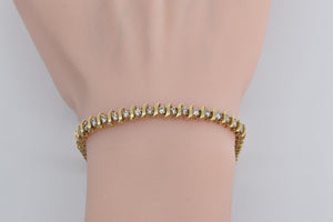 14K 2.00 Ctw Natural Diamond Wavy Link Tennis Bracelet 7.5" Yellow Gold