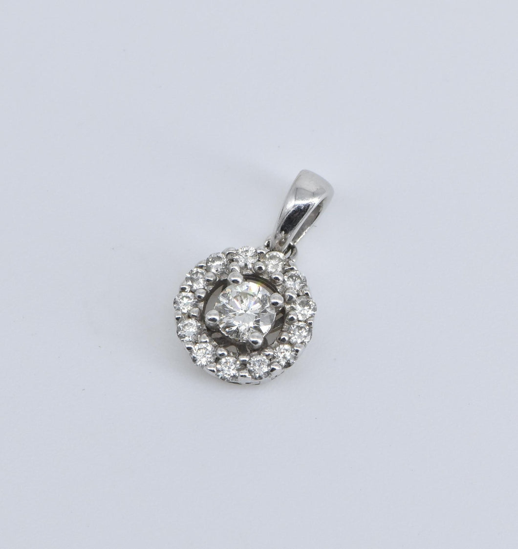 14K 0.38 Ctw Diamond Halo Classic Fashion Pendant White Gold