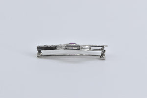 Platinum Garnet 0.70 Ctw Rose Natural Diamond Filigree Pin/Brooch