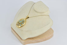 Load image into Gallery viewer, 22K Turquoise Forget Me Not Rose Diamond Mourning Pendant Yellow Gold