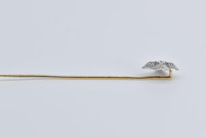 14K 0.37 Ctw Diamond Art Deco Filigree Ornate Stick Pin Yellow Gold