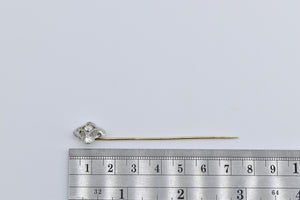 14K 0.37 Ctw Diamond Art Deco Filigree Ornate Stick Pin Yellow Gold