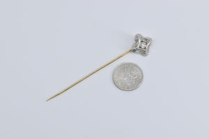 14K 0.37 Ctw Diamond Art Deco Filigree Ornate Stick Pin Yellow Gold