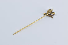 Load image into Gallery viewer, 14K Victorian Sparrow Heart Diamond Peace Love Stick Pin Yellow Gold
