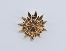 Load image into Gallery viewer, 14K Victorian Natural Diamond Seed Pearl Flower Pendant/Pin Yellow Gold