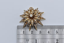 Load image into Gallery viewer, 14K Victorian Natural Diamond Seed Pearl Flower Pendant/Pin Yellow Gold