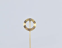 Load image into Gallery viewer, 14K Art Deco Seed Pearl Circle Round Stick Pin Yellow Gold