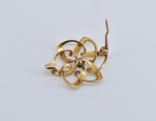 Load image into Gallery viewer, 14K Victorian Sapphire Seed Pearl Flower Swirl Pendant/Pin Yellow Gold