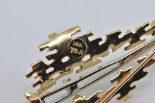 Load image into Gallery viewer, 14K Two Tone Natural Diamond TCJI Abstract Textured Pin/Brooch Yellow Gold