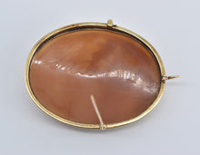 Load image into Gallery viewer, 14K Ornate Carved Dancing Lady Cherub Cameo Pendant/Pin Yellow Gold