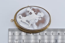 Load image into Gallery viewer, 14K Ornate Carved Dancing Lady Cherub Cameo Pendant/Pin Yellow Gold