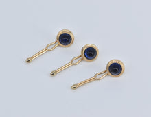 Load image into Gallery viewer, Gold Plated Krementz Vintage Syn. Sapphire Cabochon Button Covers