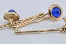 Load image into Gallery viewer, Gold Plated Krementz Vintage Syn. Sapphire Cabochon Button Covers