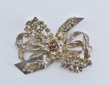 Load image into Gallery viewer, Sterling Silver 1940's Hobe Floral Bow Oversized Statement Pin/Brooch