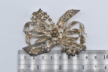 Load image into Gallery viewer, Sterling Silver 1940's Hobe Floral Bow Oversized Statement Pin/Brooch