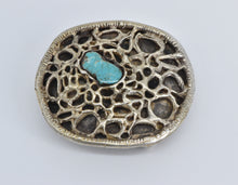 Load image into Gallery viewer, Pewter Turquoise Ornate Modernist Abstract Belt Buckle