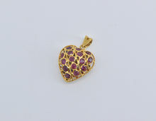 Load image into Gallery viewer, 18K 1.00 Ctw Reversible Ruby Sapphire Puffy Heart Charm/Pendant Yellow Gold