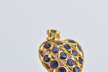 Load image into Gallery viewer, 18K 1.00 Ctw Reversible Ruby Sapphire Puffy Heart Charm/Pendant Yellow Gold