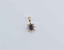 Load image into Gallery viewer, 10K Oval Sapphire Diamond Halo Classic Pendant Yellow Gold