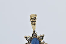 Load image into Gallery viewer, 10K Oval Sapphire Diamond Halo Classic Pendant Yellow Gold