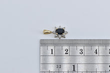 Load image into Gallery viewer, 10K Oval Sapphire Diamond Halo Classic Pendant Yellow Gold