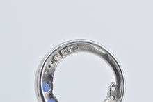Load image into Gallery viewer, 10K Sapphire Diamond Graduated Circle Wave Pendant White Gold