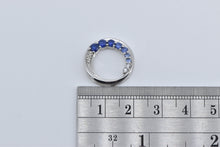 Load image into Gallery viewer, 10K Sapphire Diamond Graduated Circle Wave Pendant White Gold