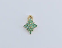 Load image into Gallery viewer, 14K 1.12 Ctw Natural Emerald Diamond Accent Cluster Pendant Yellow Gold