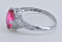 Load image into Gallery viewer, 10K Art Deco Filigree Sim. Sapphire Statement Ring White Gold