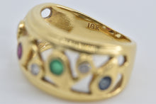 Load image into Gallery viewer, 18K Natural Diamond Ruby Sapphire Emerald Band Ring Yellow Gold