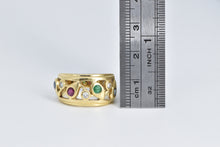 Load image into Gallery viewer, 18K Natural Diamond Ruby Sapphire Emerald Band Ring Yellow Gold