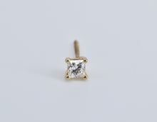 Load image into Gallery viewer, 14K 0.16 Ct Princess Diamond Solitaire Single Stud Earring Yellow Gold