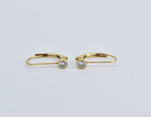 14K 0.24 Ctw Round Diamond Bezel Lever Back Earrings Yellow Gold