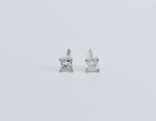 Load image into Gallery viewer, 14K 0.14 Ctw Princess Cut Diamond Solitaire Stud Earrings White Gold