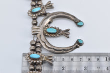 Load image into Gallery viewer, Sterling Silver Native American Turquoise Squash Blossom Necklace