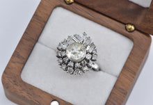 Load image into Gallery viewer, 18K 1940's 8mm Natural Diamond 1.25 Ctw Cluster Ring White Gold