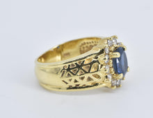 Load image into Gallery viewer, 18K 2.10 Ctw Oval Natural Sapphire Diamond Ring Yellow Gold