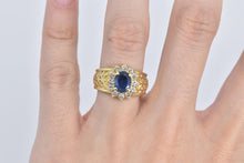 Load image into Gallery viewer, 18K 2.10 Ctw Oval Natural Sapphire Diamond Ring Yellow Gold